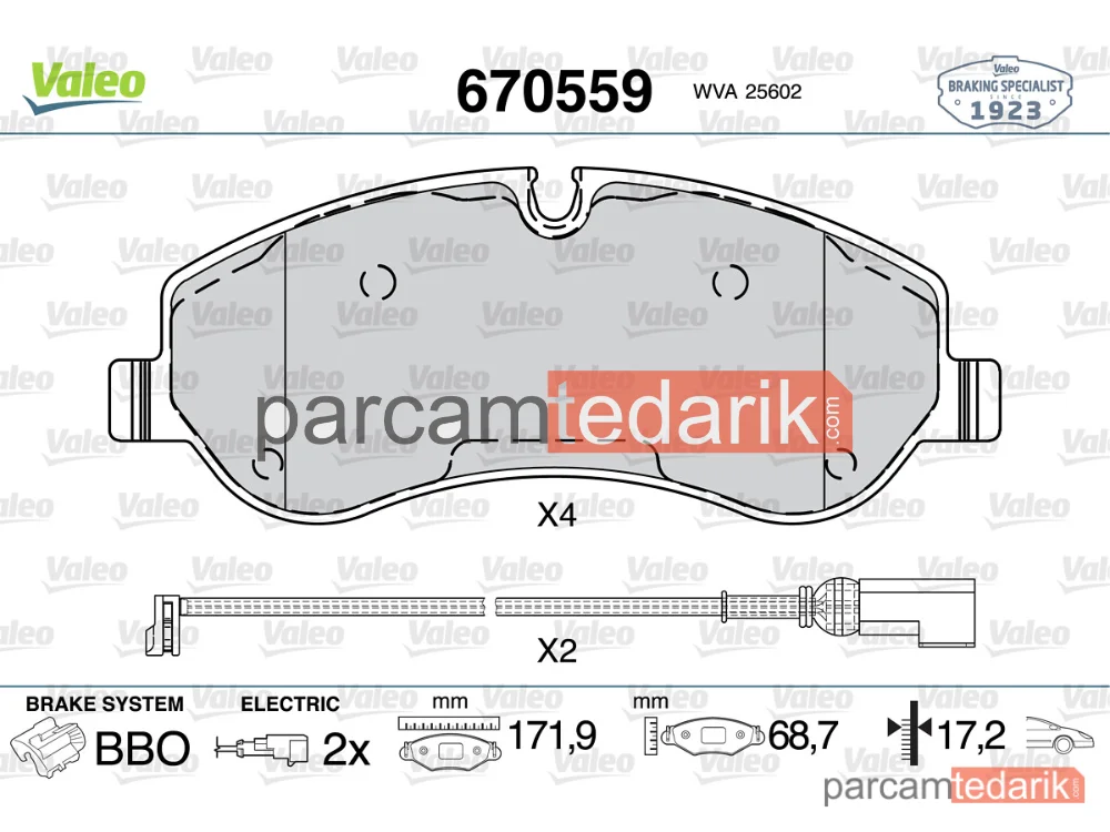 670559 | Fren Balatası — Ford Transit V363, Ford Transit Custom V362, Ford Tourneo Custom V362